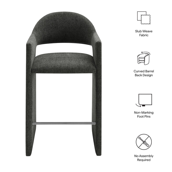 Talia 41 Inch Upholstered Fabric Bar Stool in Charcoal