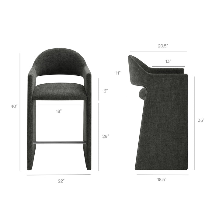 Talia 41 Inch Upholstered Fabric Bar Stool in Charcoal
