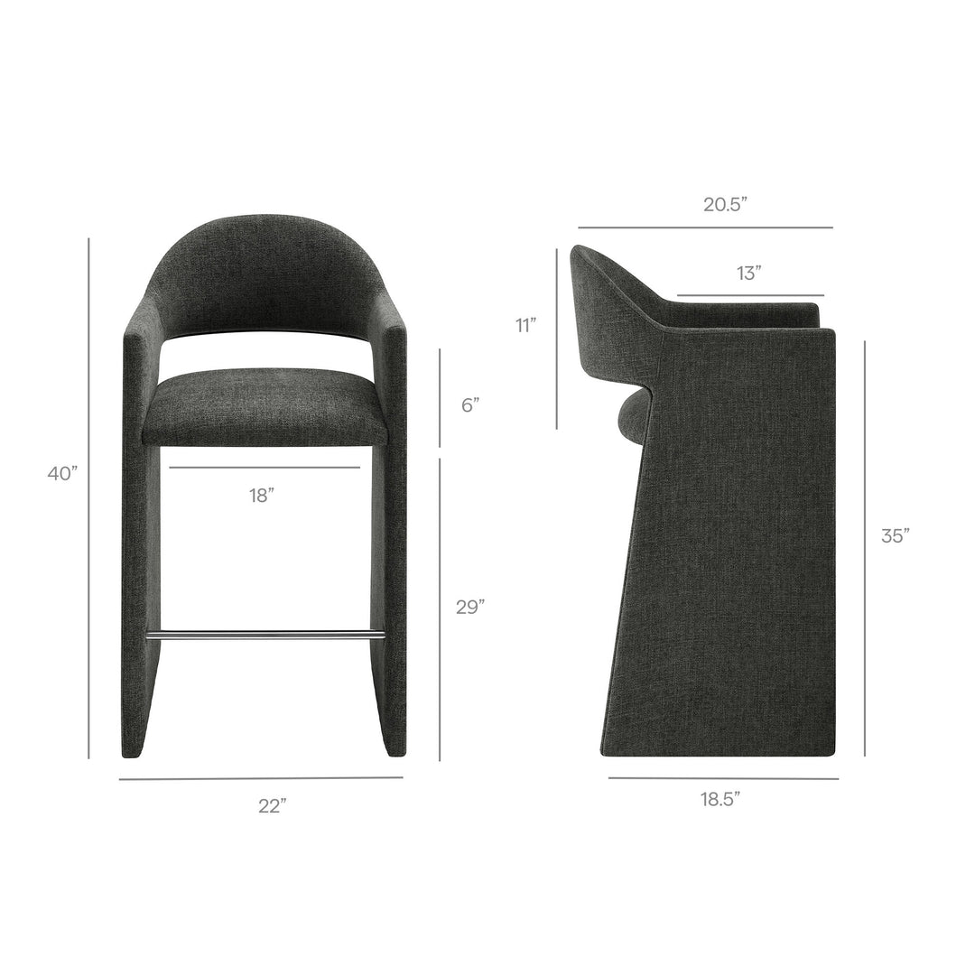 Talia 41 Inch Upholstered Fabric Bar Stool in Charcoal
