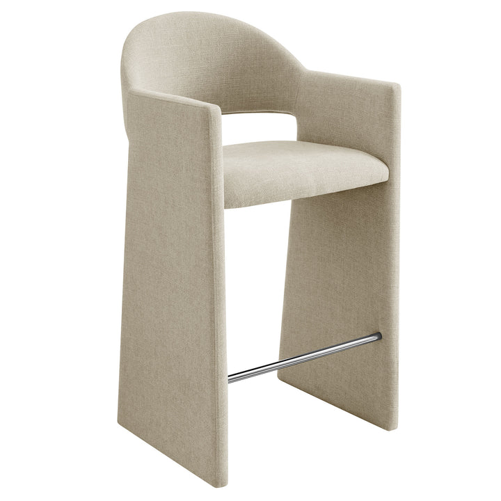 Talia 41 Inch Upholstered Fabric Bar Stool in Linen