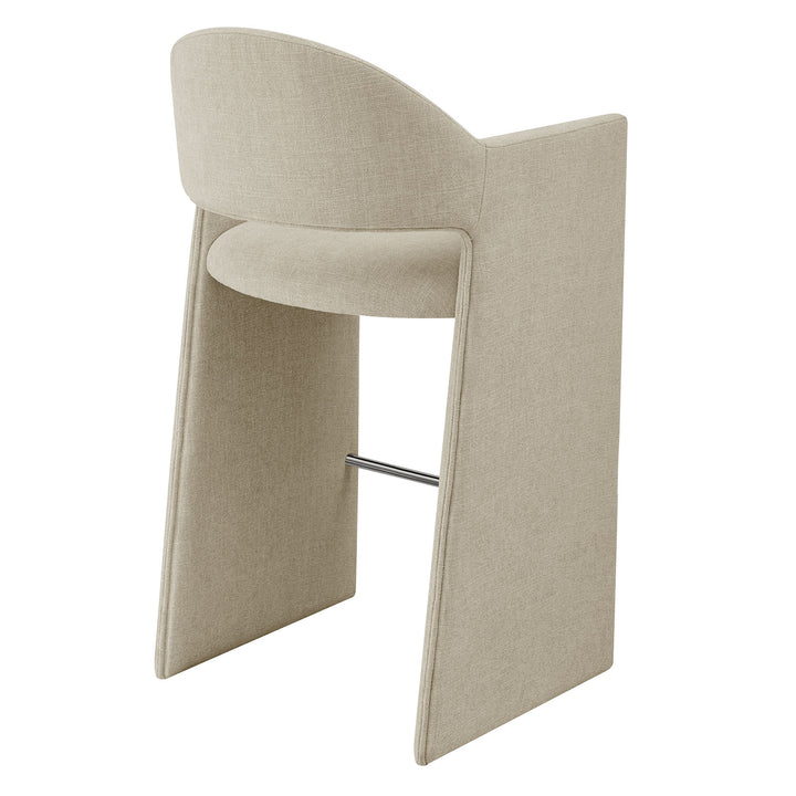 Talia 41 Inch Upholstered Fabric Bar Stool in Linen