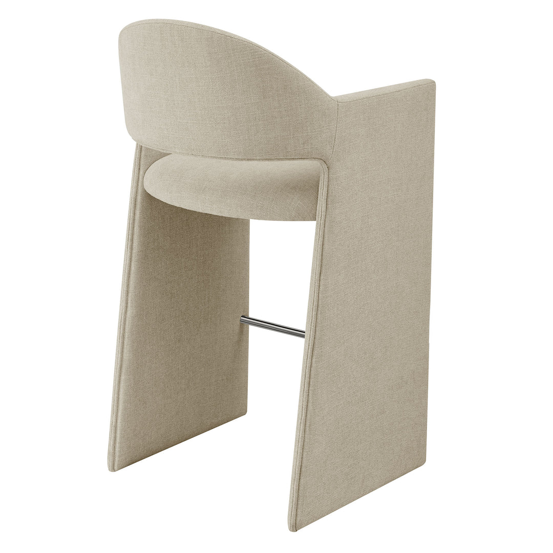 Talia 41 Inch Upholstered Fabric Bar Stool in Linen