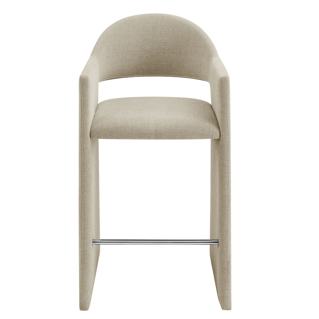 Talia 41 Inch Upholstered Fabric Bar Stool in Linen