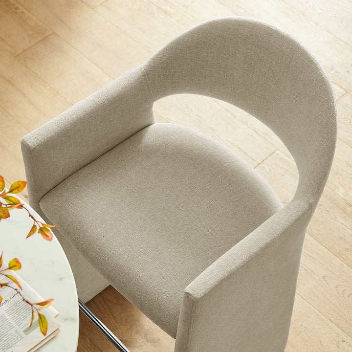 Talia 41 Inch Upholstered Fabric Bar Stool in Linen