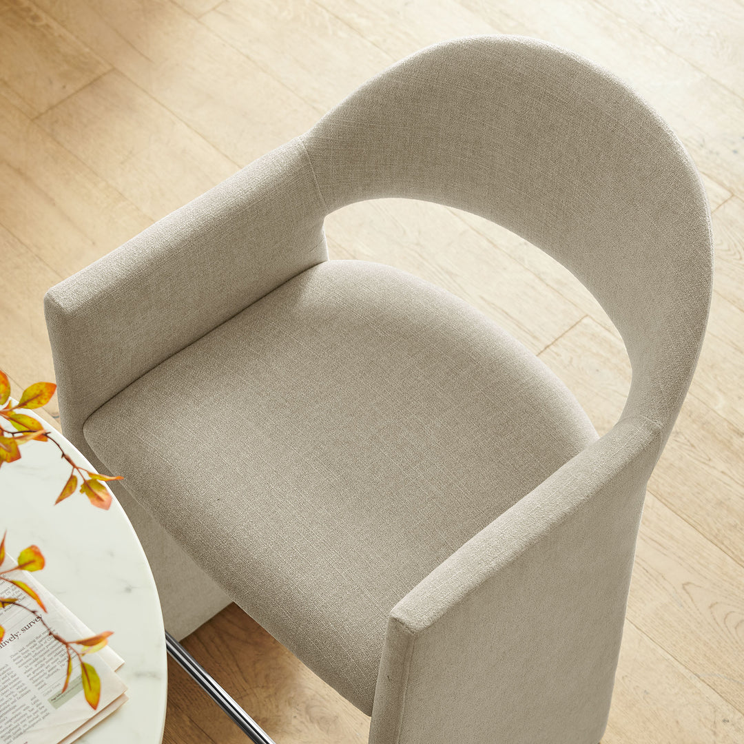 Talia 41 Inch Upholstered Fabric Bar Stool in Linen