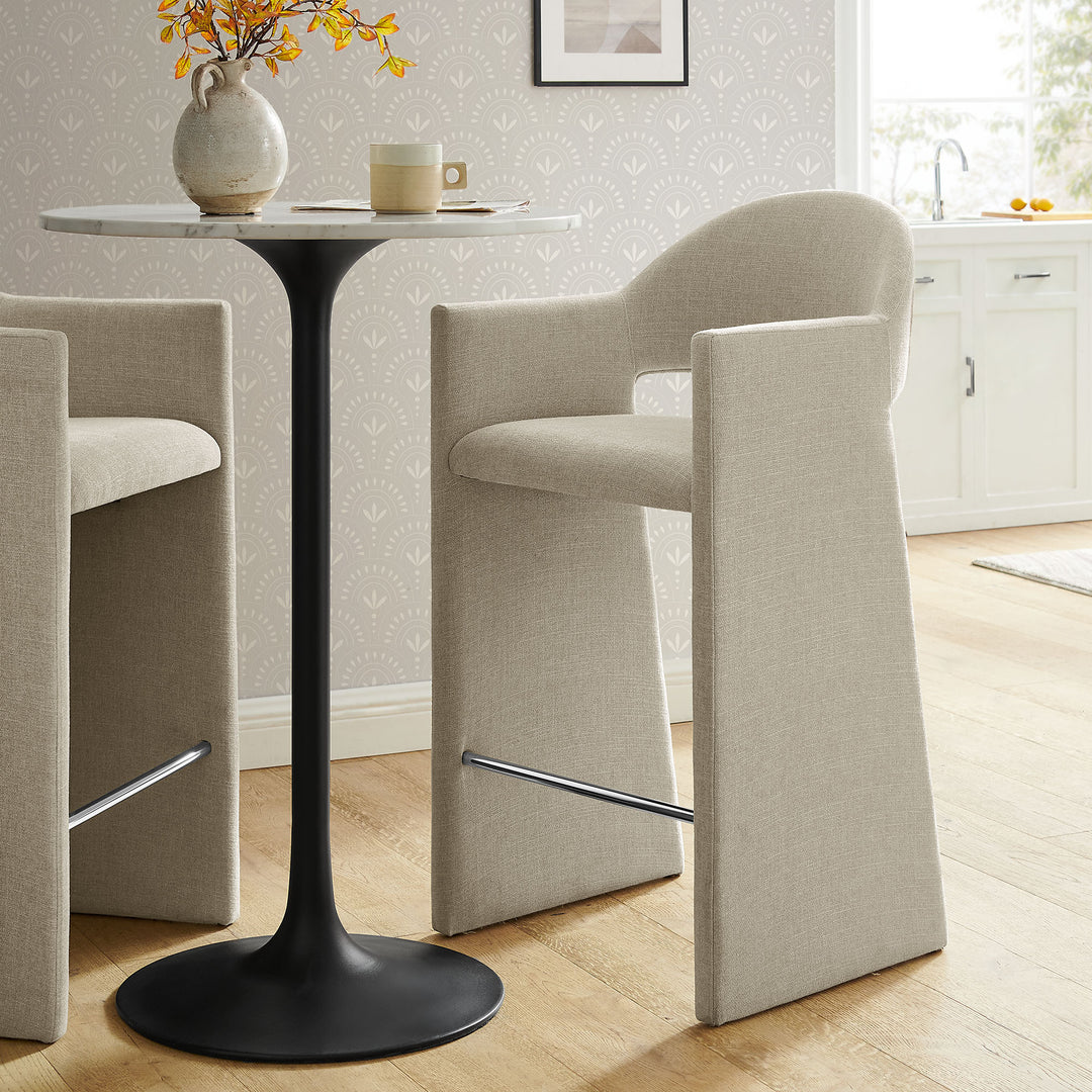 Talia 41 Inch Upholstered Fabric Bar Stool in Linen