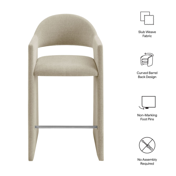 Talia 41 Inch Upholstered Fabric Bar Stool in Linen