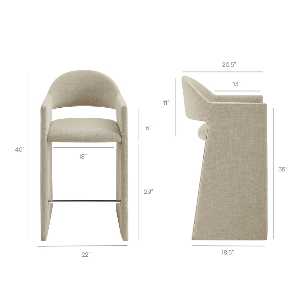 Talia 41 Inch Upholstered Fabric Bar Stool in Linen