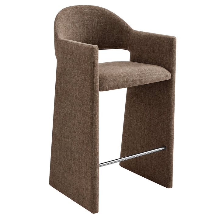Talia 41 Inch Upholstered Fabric Bar Stool in Mocha