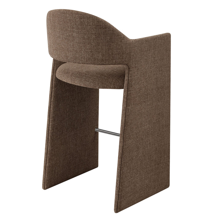 Talia 41 Inch Upholstered Fabric Bar Stool in Mocha