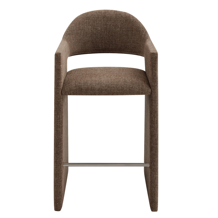 Talia 41 Inch Upholstered Fabric Bar Stool in Mocha