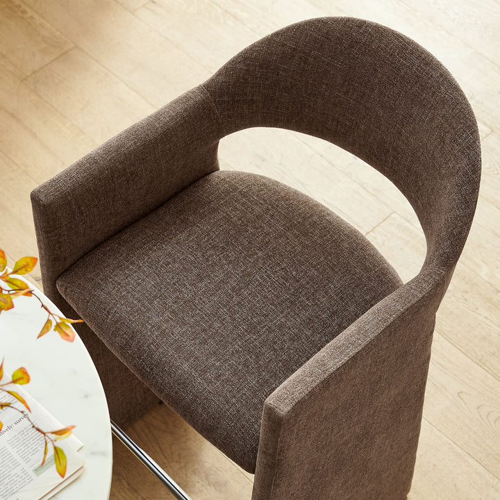 Talia 41 Inch Upholstered Fabric Bar Stool in Mocha