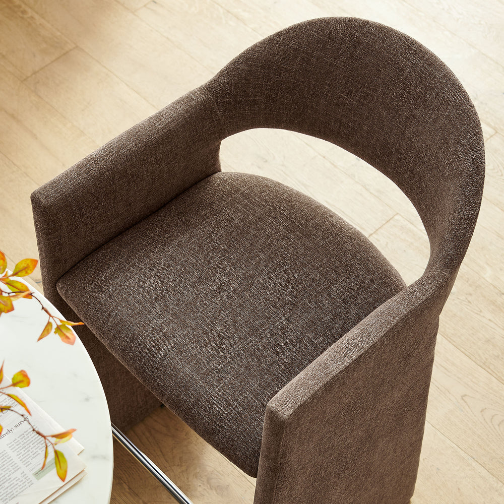 Talia 41 Inch Upholstered Fabric Bar Stool in Mocha