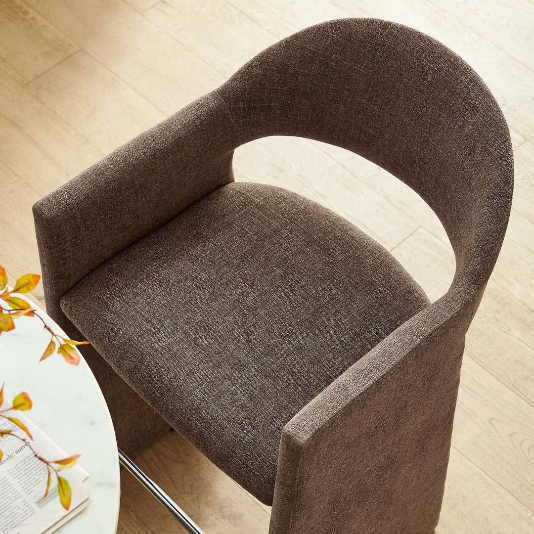 Talia 41 Inch Upholstered Fabric Bar Stool in Mocha