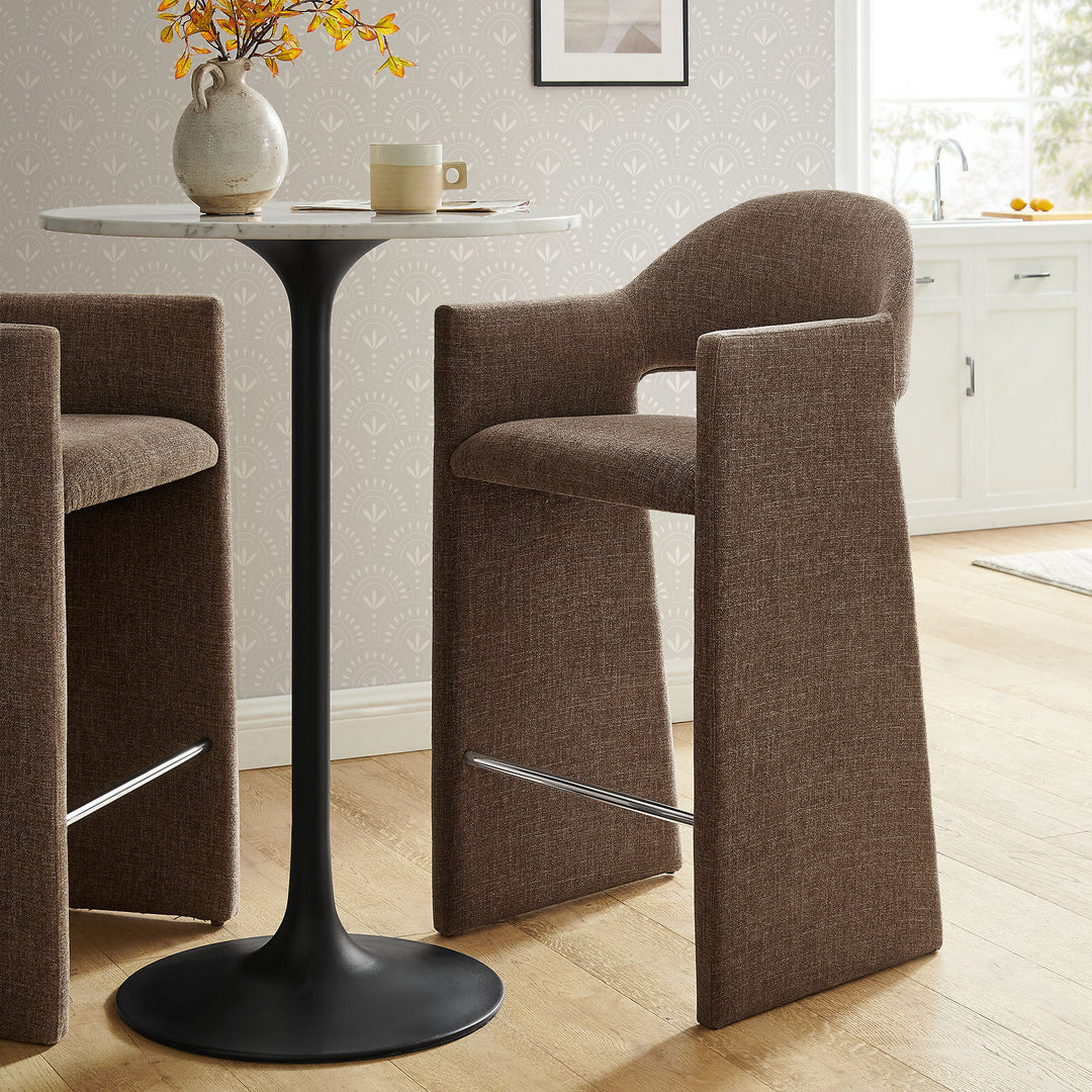 Talia 41 Inch Upholstered Fabric Bar Stool in Mocha