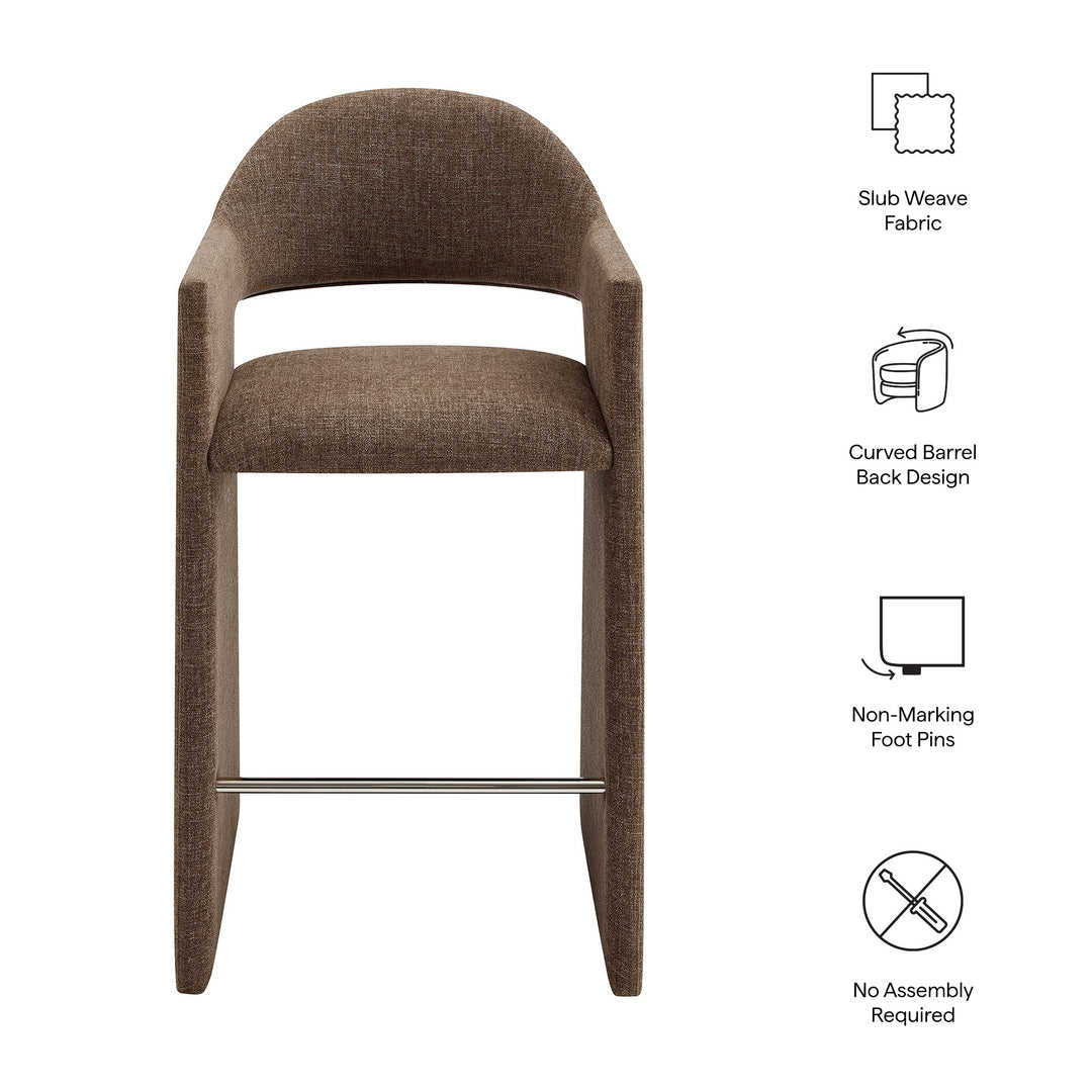 Talia 41 Inch Upholstered Fabric Bar Stool in Mocha