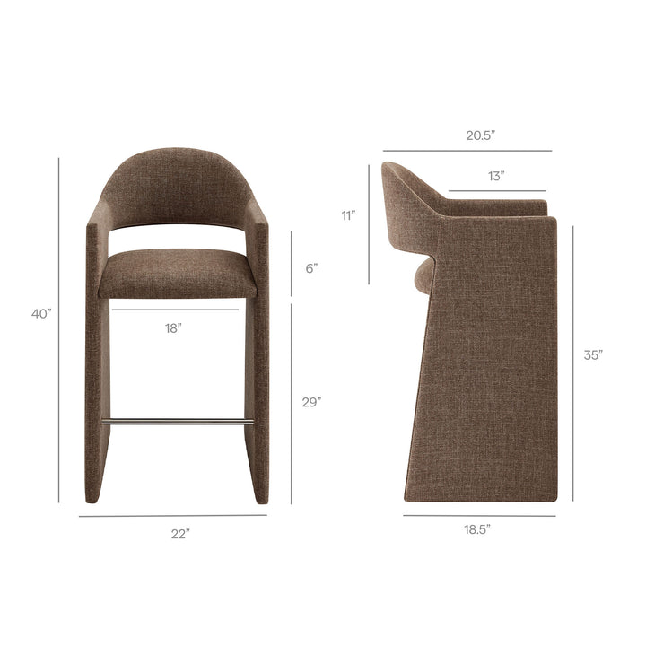 Talia 41 Inch Upholstered Fabric Bar Stool in Mocha