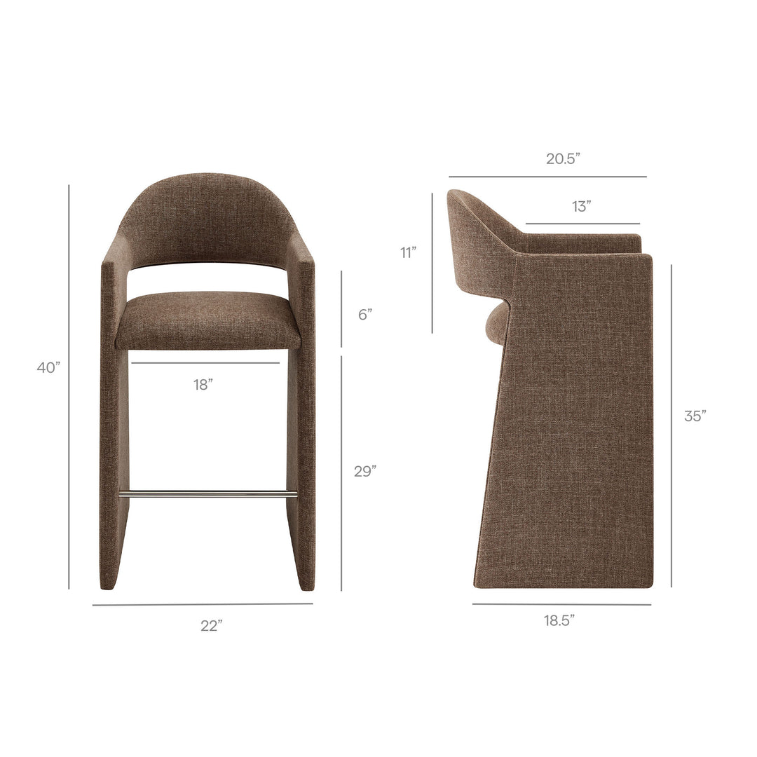Talia 41 Inch Upholstered Fabric Bar Stool in Mocha