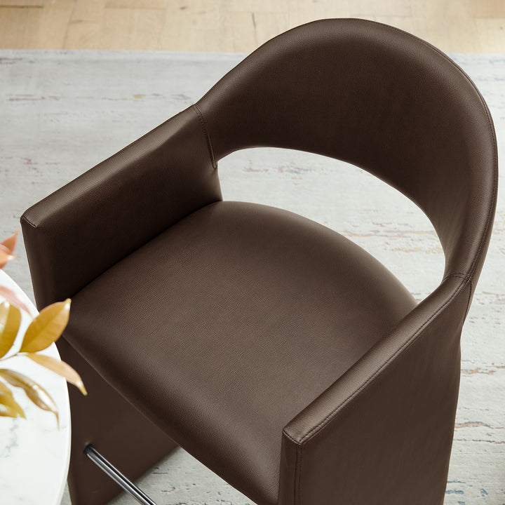 Talia 41 Inch Vegan Leather Bar Stool in Espresso