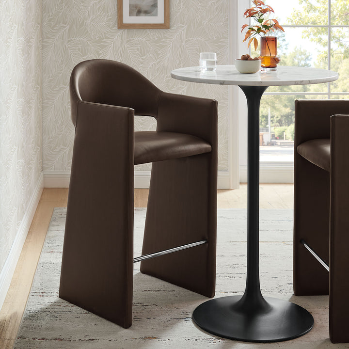 Talia 41 Inch Vegan Leather Bar Stool in Espresso