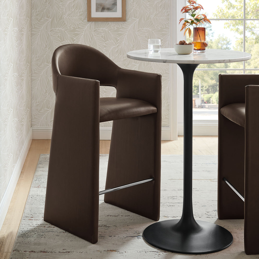 Talia 41 Inch Vegan Leather Bar Stool in Espresso