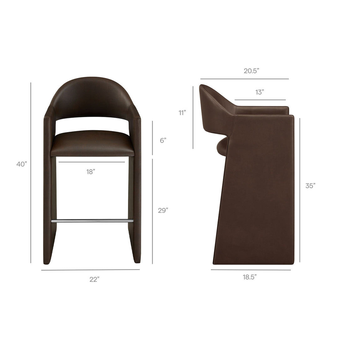 Talia 41 Inch Vegan Leather Bar Stool in Espresso