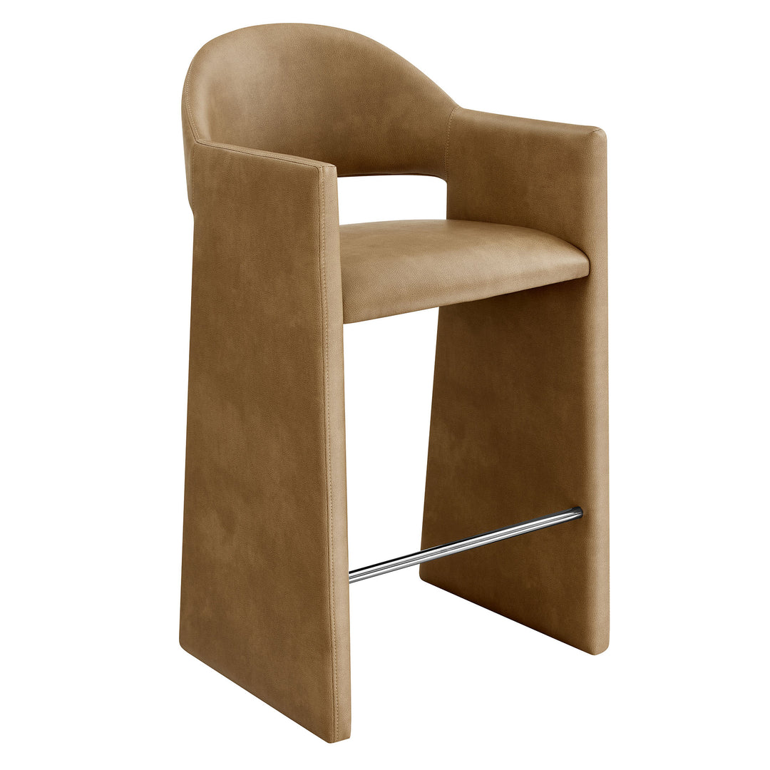 Talia 41 Inch Vegan Leather Bar Stool in Toast