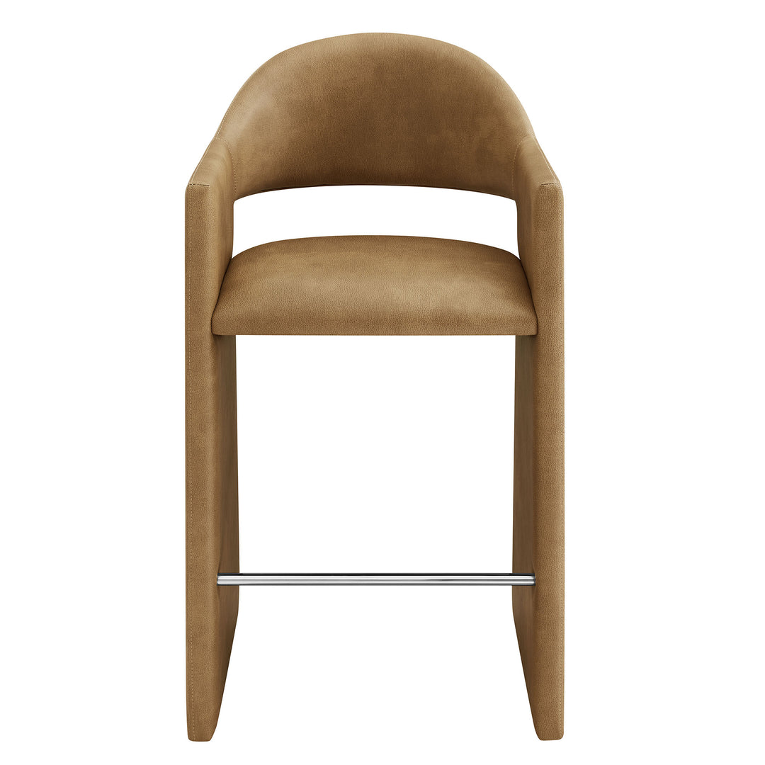 Talia 41 Inch Vegan Leather Bar Stool in Toast