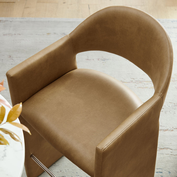 Talia 41 Inch Vegan Leather Bar Stool in Toast