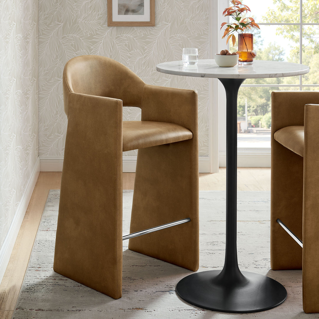 Talia 41 Inch Vegan Leather Bar Stool in Toast