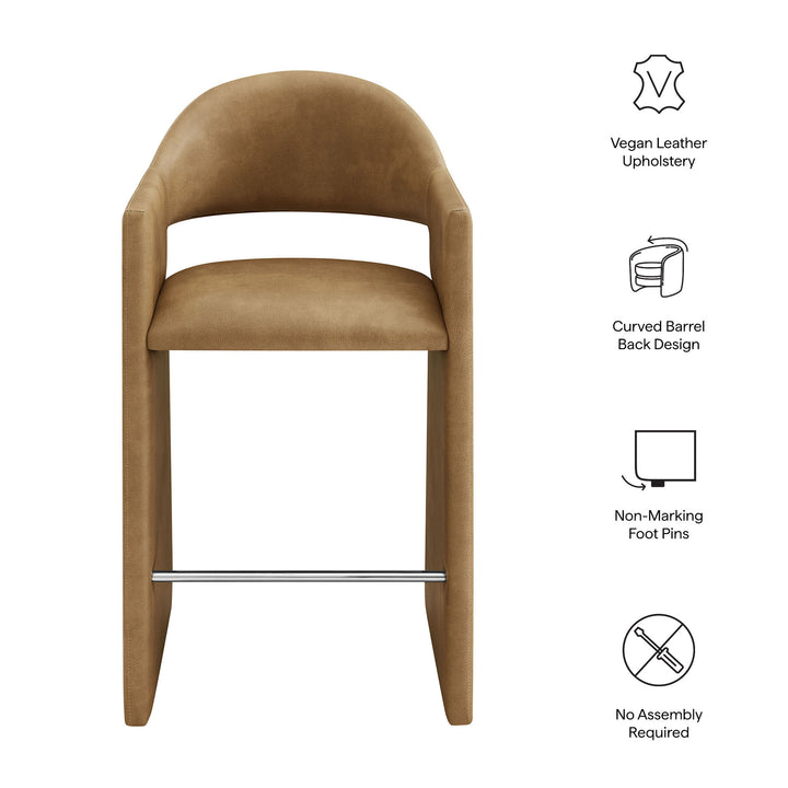 Talia 41 Inch Vegan Leather Bar Stool in Toast