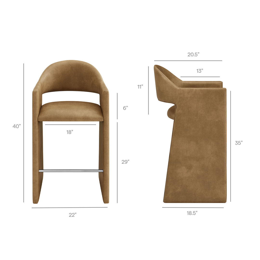 Talia 41 Inch Vegan Leather Bar Stool in Toast