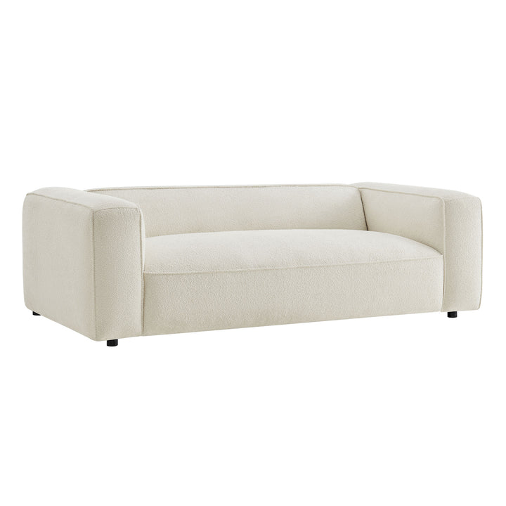 Auren 88 Inch Lattice Bouclé Upholstered Sofa in Cream