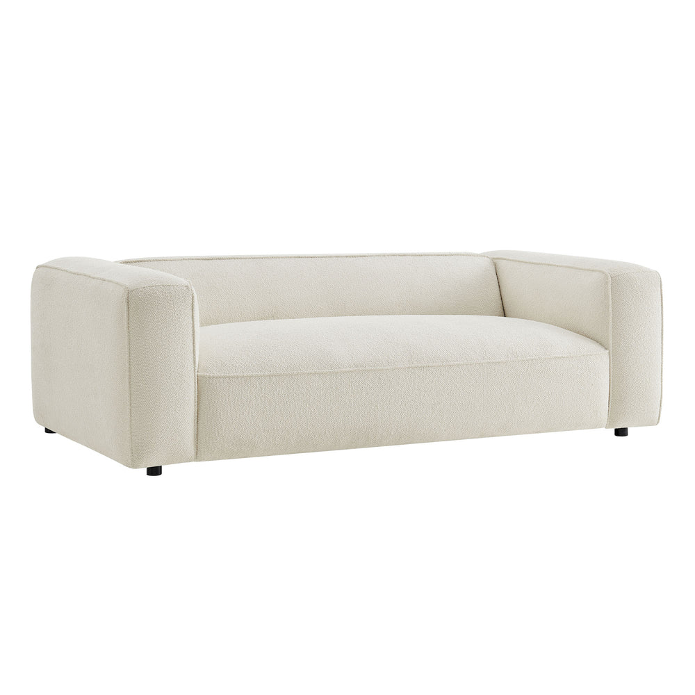 Auren 88 Inch Lattice Bouclé Upholstered Sofa in Cream