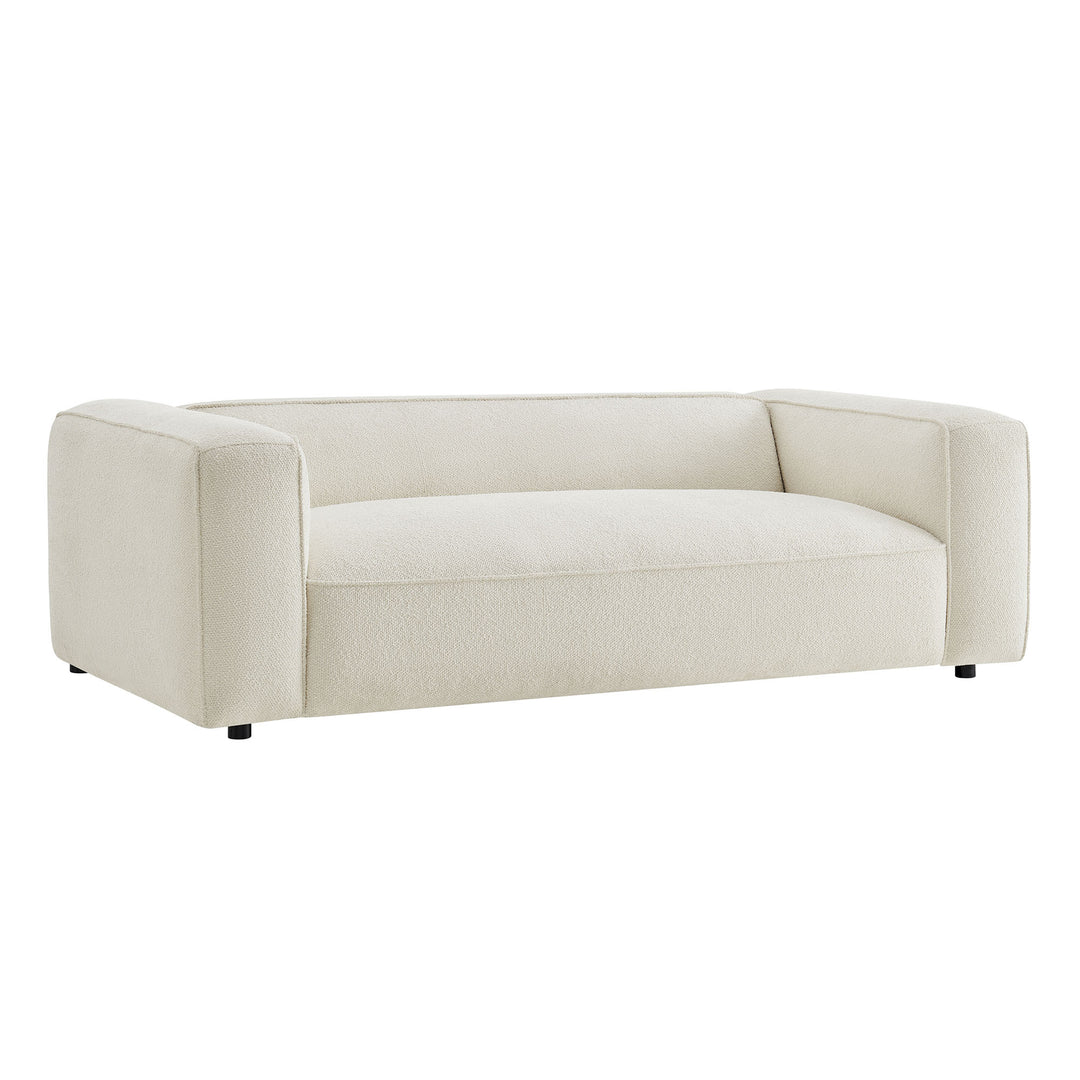 Auren 88 Inch Lattice Bouclé Upholstered Sofa in Cream