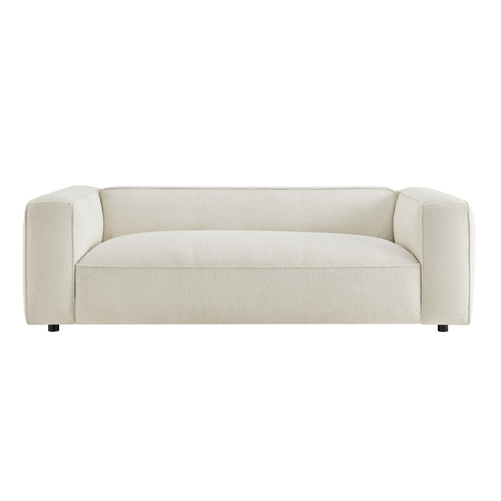 Auren 88 Inch Lattice Bouclé Upholstered Sofa in Cream