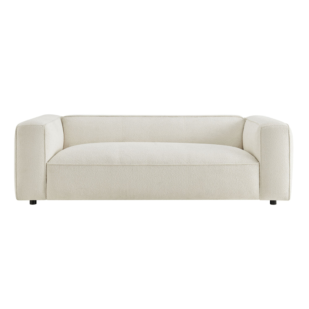 Auren 88 Inch Lattice Bouclé Upholstered Sofa in Cream