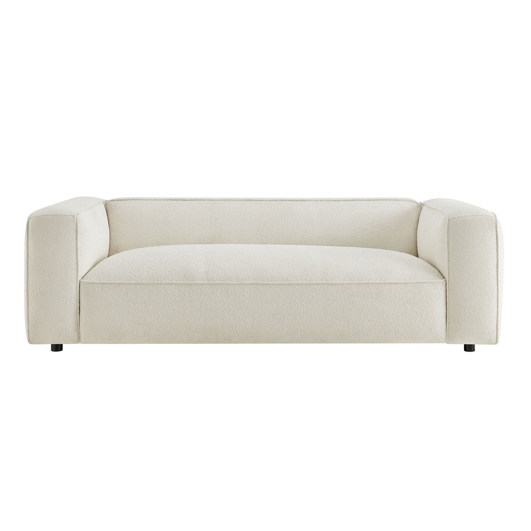 Auren 88 Inch Lattice Bouclé Upholstered Sofa in Cream