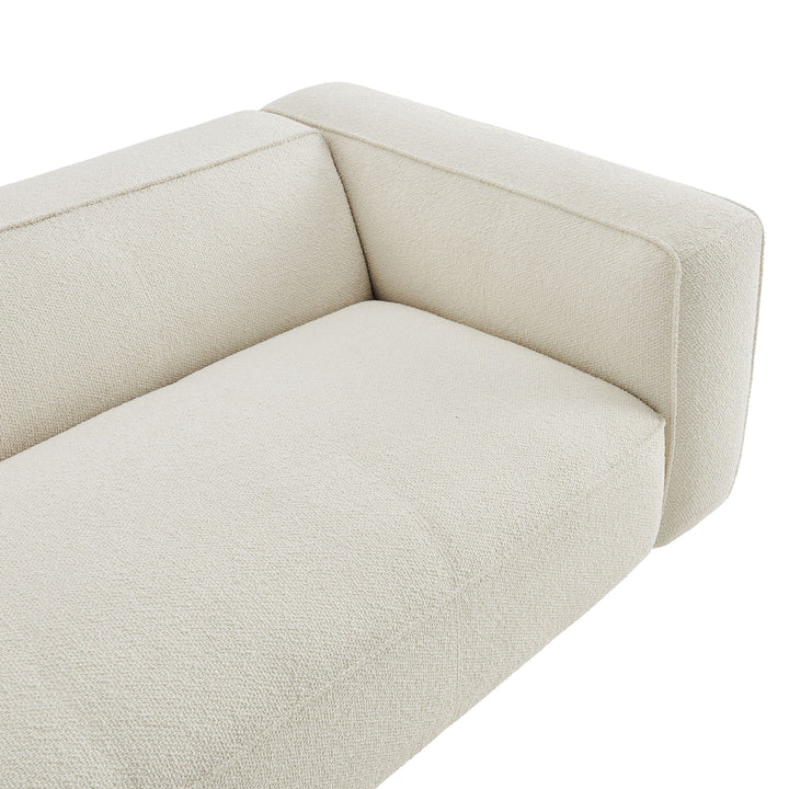 Auren 88 Inch Lattice Bouclé Upholstered Sofa in Cream