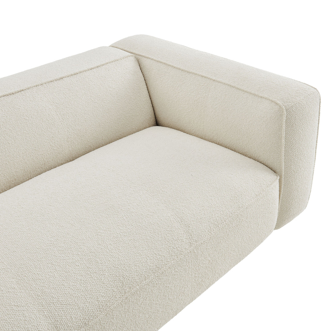 Auren 88 Inch Lattice Bouclé Upholstered Sofa in Cream