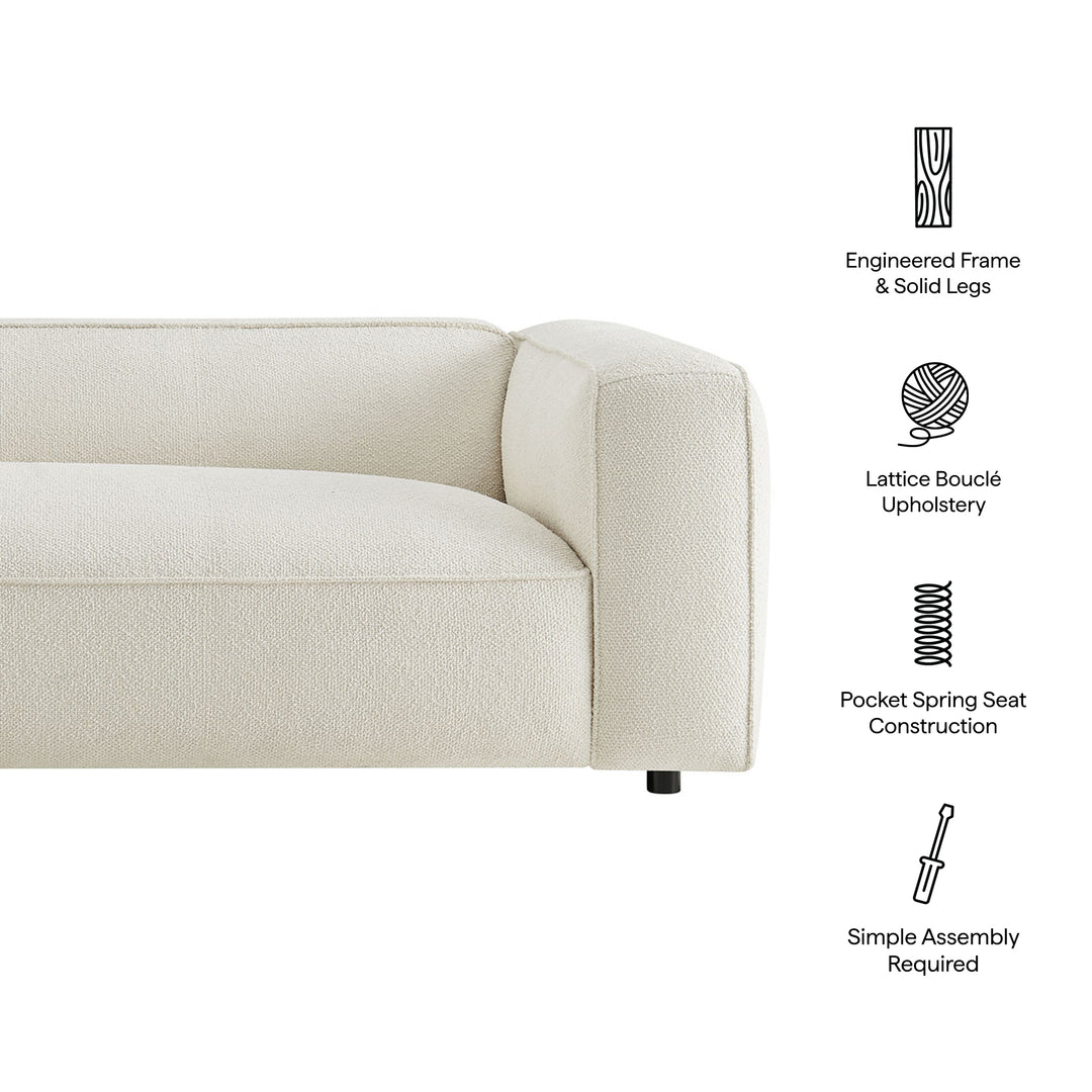 Auren 88 Inch Lattice Bouclé Upholstered Sofa in Cream