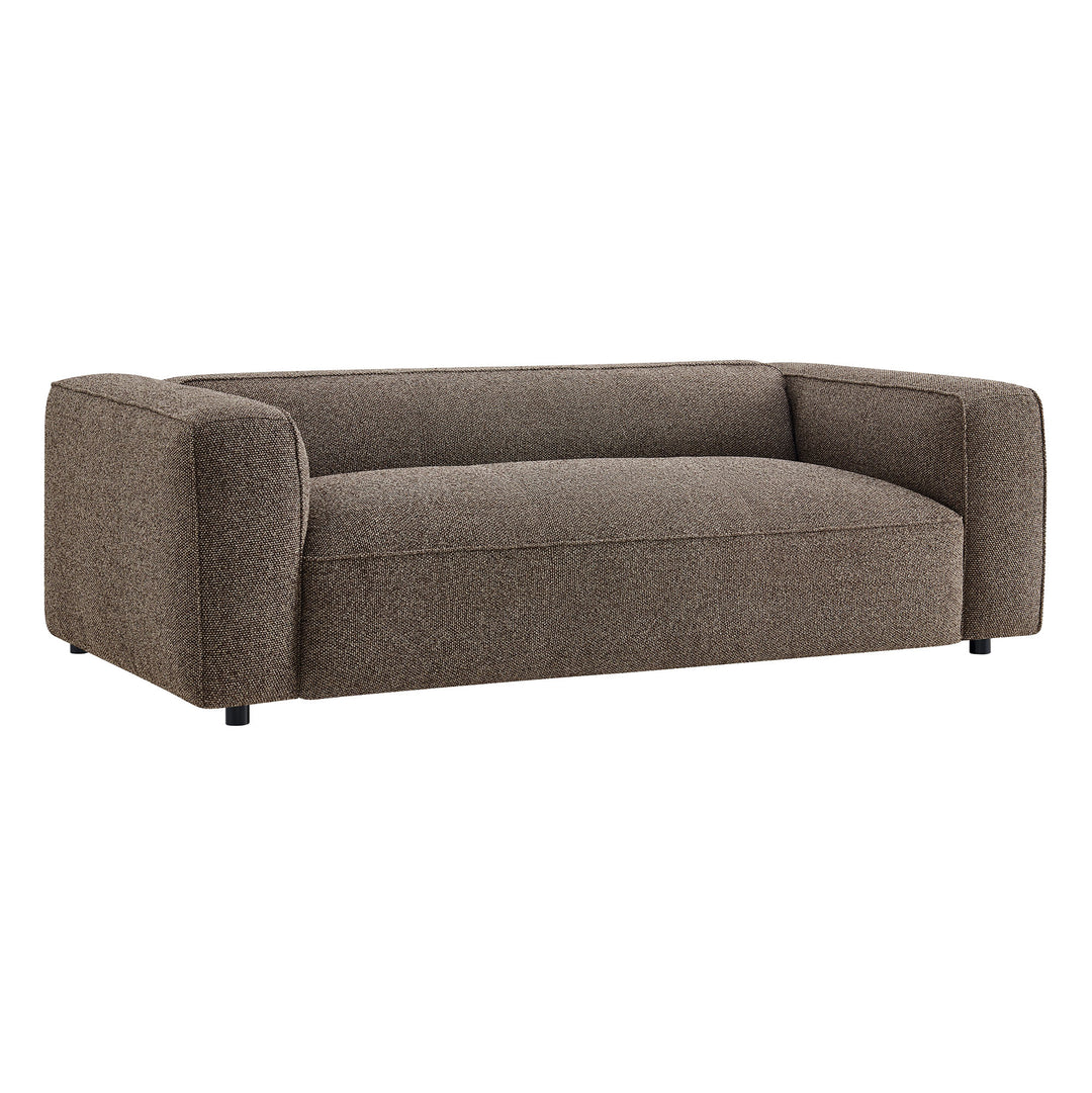 Auren 88 Inch Lattice Bouclé Upholstered Sofa in Earth