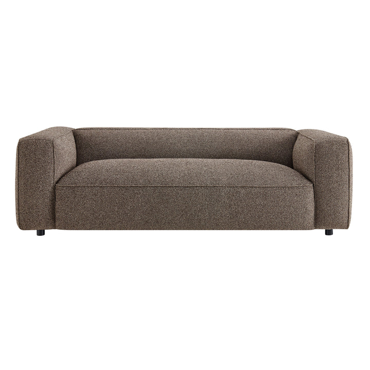 Auren 88 Inch Lattice Bouclé Upholstered Sofa in Earth
