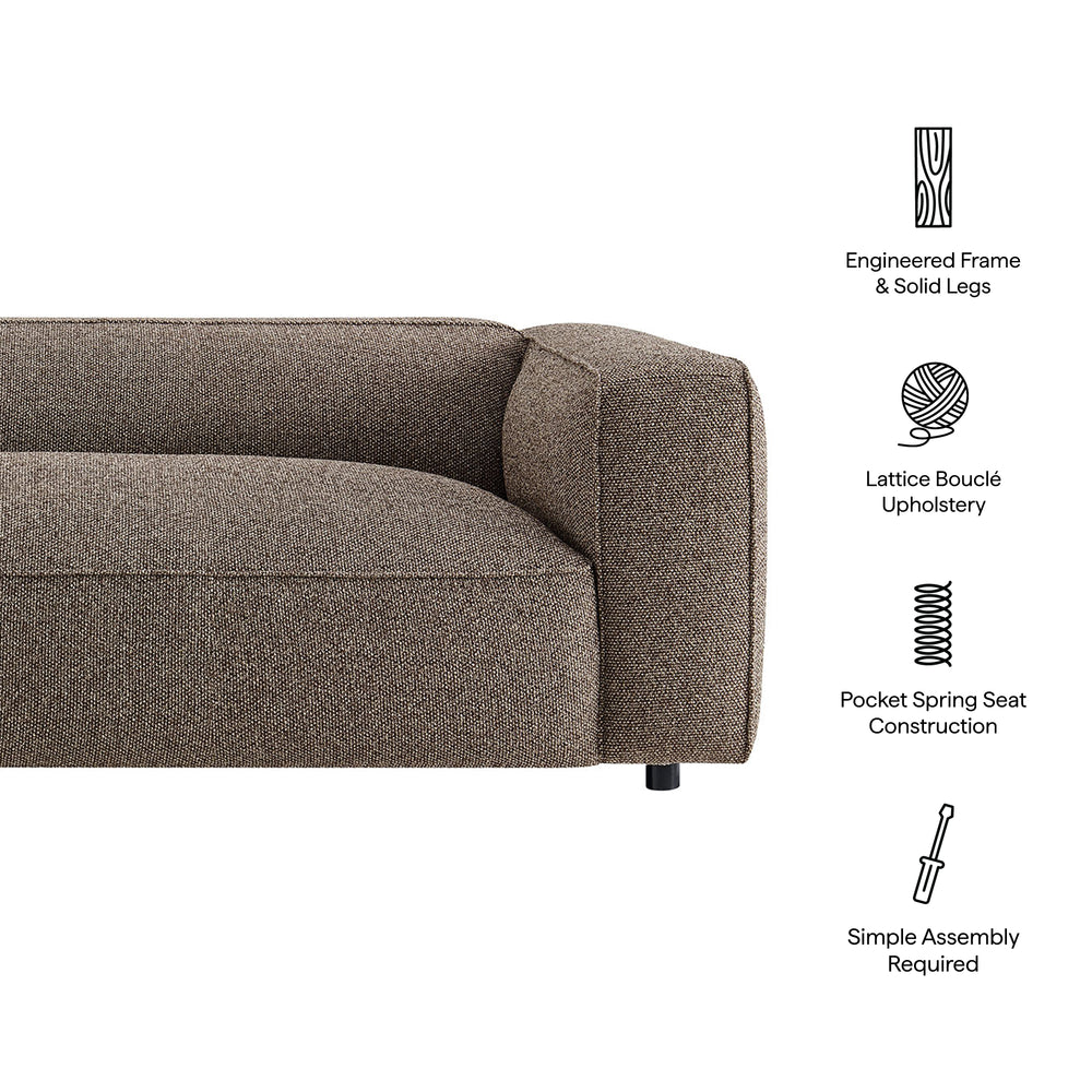 Auren 88 Inch Lattice Bouclé Upholstered Sofa in Earth