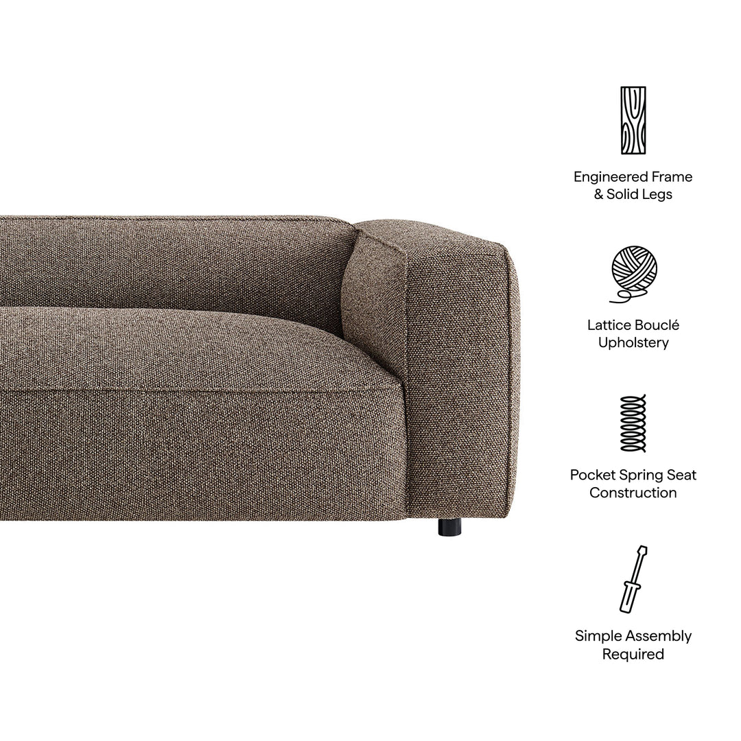 Auren 88 Inch Lattice Bouclé Upholstered Sofa in Earth