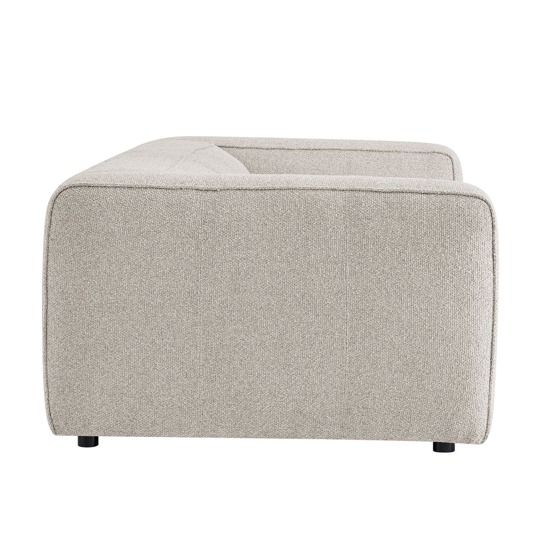 Auren 88 Inch Lattice Bouclé Upholstered Sofa in Fog