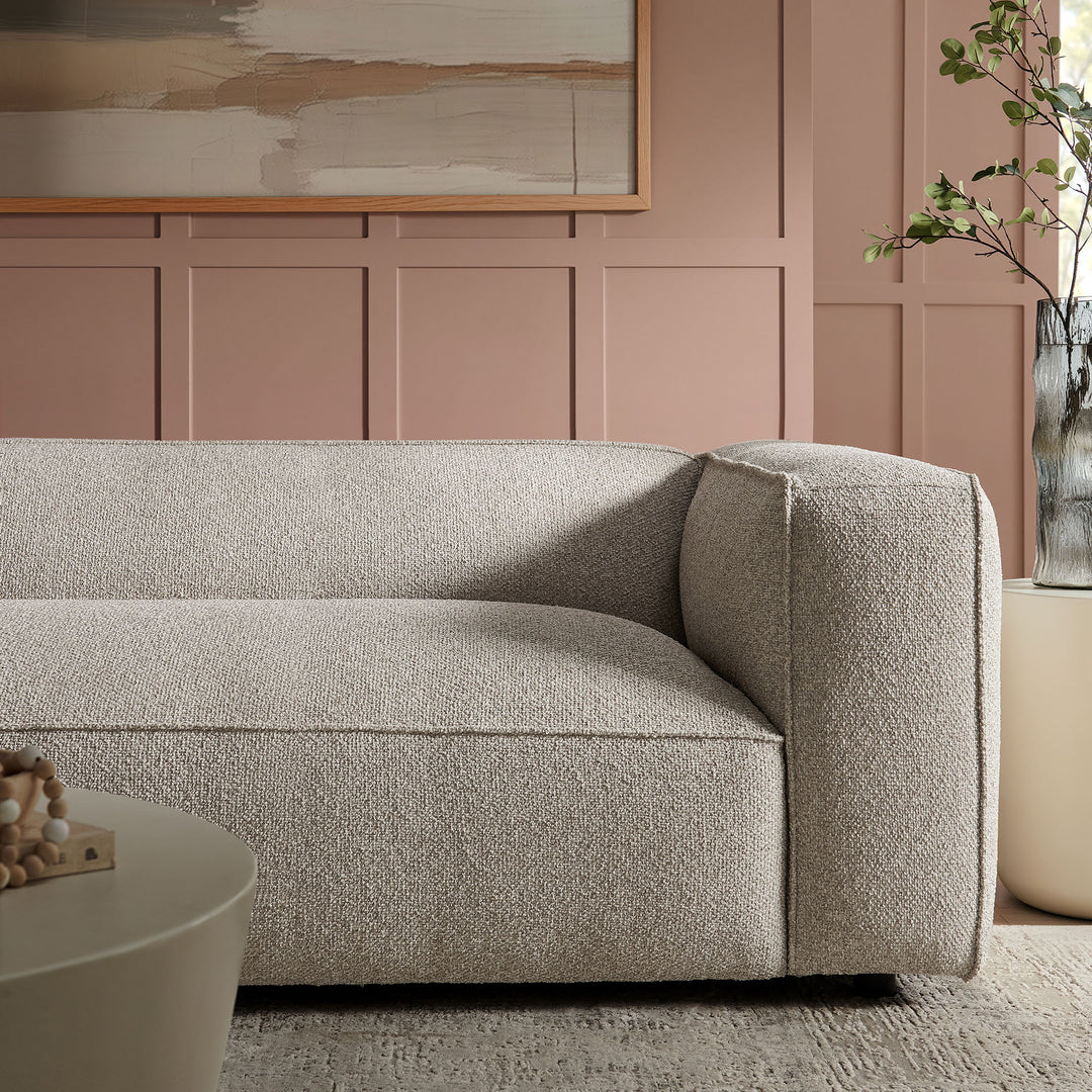 Auren 88 Inch Lattice Bouclé Upholstered Sofa in Fog
