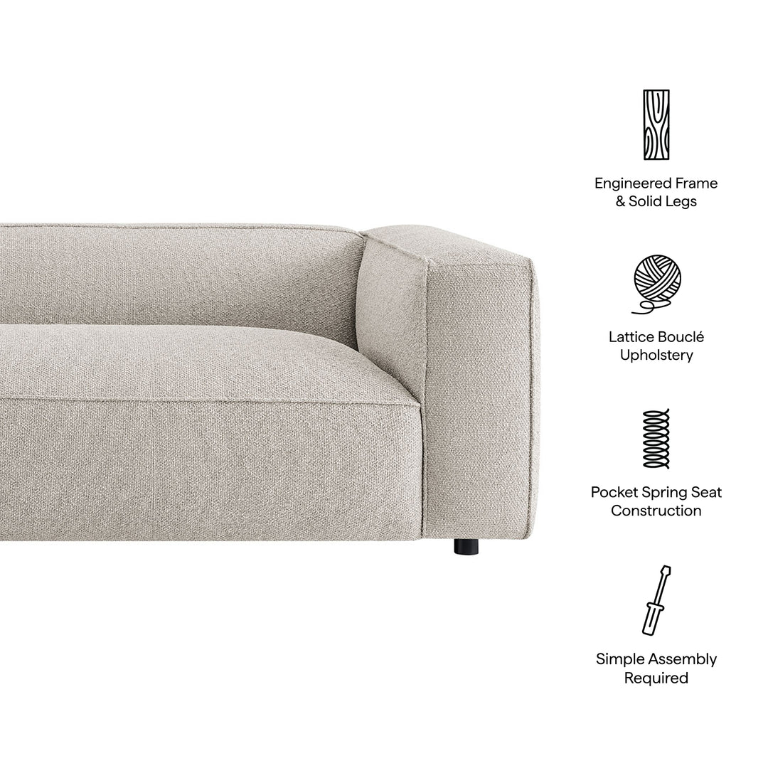Auren 88 Inch Lattice Bouclé Upholstered Sofa in Fog