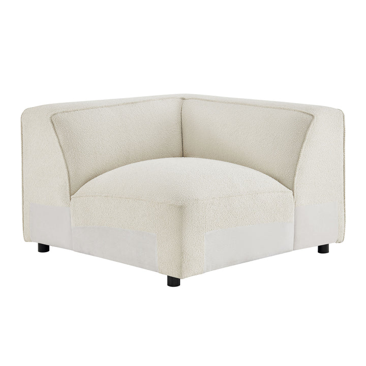 Auren 5 Piece Lattice Bouclé Upholstered Modular Corner Sectional in Cream