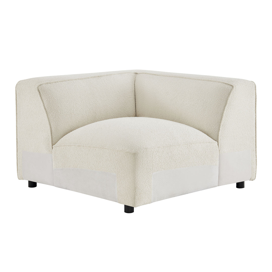 Auren 5 Piece Lattice Bouclé Upholstered Modular Corner Sectional in Cream